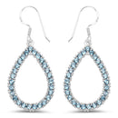 4.32 Carat Genuine London Blue Topaz .925 Sterling Silver Earrings