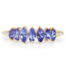 0.76 Carat Genuine Tanzanite and White Diamond 14K Yellow Gold Ring