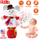Kid Electric Dance Toy Christmas Elk Snowman Senior Penguin Plush Toy Interactive Sing Song Whirling Mimicking Recording Light up Toy