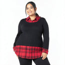 Style & Co Plus Size Layered-Look Plaid Sweater Top, Size: 0X