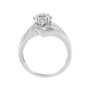 10K White Gold 1/2 cttw Diamond Cluster Ring (H-I Clarity, I2-I3 Color) - Size 6