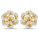 7.92 Carat Genuine Citrine and White Topaz .925 Sterling Silver 3 Piece Jewelry Set (Ring, Earrings, and Pendant w/ Chain)