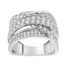 .925 Sterling Silver 2.00 Cttw Round-Cut Diamond Overlapping Bypass Band Ring (I-J Color, I2-I3 Clarity) - Ring Size 7