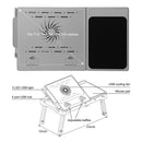 Foldable Laptop Table Bed Notebook Desk w/Cooling Fan Mouse Board LED light 4 x USB Ports Breakfast Snacking Tray with Storage Groove For Home Office