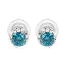 14K White Gold 1/2 cttw White and Treated Blue Round Diamond Earrings (I-J I2-I3)