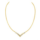 10K Yellow and White Gold 1/2 Cttw Princess Cut Diamond Channel-Set “V†Shape 18" Franco Chain Necklace (H-I Color, SI2-I1 Clarity)