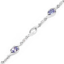 1.30 Carat Genuine Tanzanite and White Topaz .925 Sterling Silver Bracelet