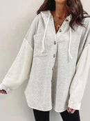 Drawstring Button Front Hoodie
