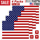 4 Pcs 3 x 5 Ft American US Flags Vivid Color and UV Fade Resistant Canvas Header Double Stitched with Brass Grommets for Indoor Outdoor