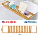 Bamboo Bathtub Tray Bath Table Bathroom Storage Rack Soap Cellphone Wine Glass Shelf Organizer