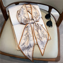 Thin Houndstooth Silk Scarf - Hair Tie