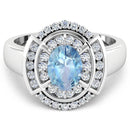 1.57 Carat Genuine Aquamarine and White Diamond 14K White Gold Ring