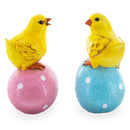 Set of 2 Chicks on Easter Egg Figurines 3.8 Inches