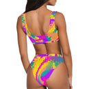 80s Magic Sport Top & High-Waisted Bikini Swimsuit / Rave Set