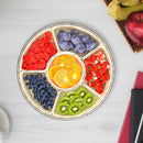 2Pcs Divided Serving Tray with Lid and Handle 360¡ Rotatable Snack Box Container with 6 Dividers Clear Portable Snack Platters for Fruit Candy Nut Sna