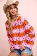BiBi Flower Crochet Knit Top