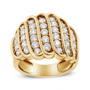 14K Yellow Gold Plated .925 Sterling Silver 2.00 Cttw Diamond Multi Row Band Ring (J-K Color, I1-I2 Clarity) - Ring Size 7