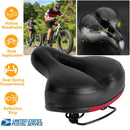 Bike Seat Water-Resistant Comfortable Bicycle Padded Saddle Wear Resistant Hollow Leather _x000B__x000B_Seat Cushion w/ Dual Springs Reflective Strip for Mountai