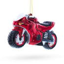 Red Motorcycle Glass Christmas Ornament
