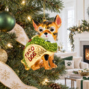 Taco Dog Chihuahua Glass Christmas Ornament
