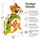 Taco Dog Chihuahua Glass Christmas Ornament