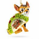 Taco Dog Chihuahua Glass Christmas Ornament