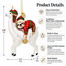 Llama and Sloth Companion Glass Christmas Ornament