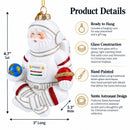 Santa Astronaut Glass Christmas Ornament
