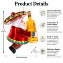 Mexican Santa with Tequila Bottle Glass Christmas Ornament