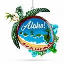Hawaiian Aloha Turtle Glass Christmas Ornament