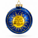 Blue Celestial Sun Face and Moon Glass Ball Christmas Ornament