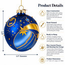 Blue Celestial Planets and Shooting Star Glass Ball Christmas Ornament