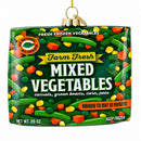 Mixed Vegetables Frozen Box Glass Christmas Ornament