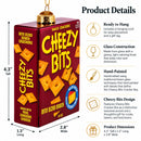 Cheezy Bits Cracker Box Glass Christmas Ornament