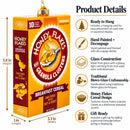 Honey Flakes Granola Cereal Glass Christmas Ornament