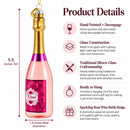 Sparkling Rosé Wine Bottle Glass Christmas Ornament