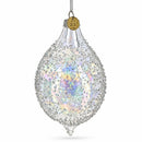 Iridescent Frosted Teardrop Glass Christmas Ornament