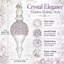 Clear Glass Ribbed Finial With Beaded Top Christmas Ornament