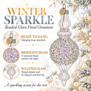Clear Glass Ribbed Finial With Beaded Top Christmas Ornament
