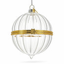 Openable Clear Ribbed Glass Gold Hinge Christmas Ornament