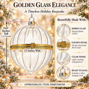 Openable Clear Ribbed Glass Gold Hinge Christmas Ornament