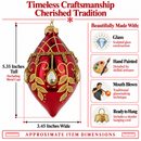 Burgundy Glass Drop Gold Leaf Crystal Christmas Ornament