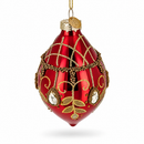 Burgundy Glass Drop Gold Leaf Crystal Christmas Ornament