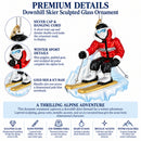 Alpine Downhill Skier on Slopes Glass Christmas Ornament