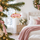 Pink Sleeping Mask with Eyelashes Glass Christmas Ornament