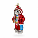 Basketball Player Cat Red Sweatshirt Sport Glass Christmas Ornament