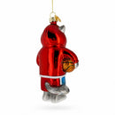 Basketball Player Cat Red Sweatshirt Sport Glass Christmas Ornament