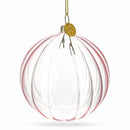 Light Pink Ribbed Glass Ball Christmas Ornament