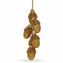 Gold Glitter Acorn Bunch Glass Christmas Ornament