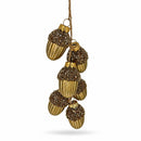 Gold Glitter Acorn Bunch Glass Christmas Ornament